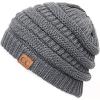 imageCC Trendy Warm Chunky Soft Stretch Cable Knit Beanie SkullyCharcoal