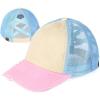 imageCC TwoThree Tone Distressed Washed CrissCross Ponytail Cap for WomenBeigePink