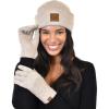 imageCC Unisex EcoFriendly Recycled Yarn Cuff Beanie and Touchscreen Gloves 2 Pc SetHeather Beige