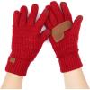 imageCC Unisex Knit Thick Warm Soft Stretch Fuzzy Lined Solid Ribbed Glove with Smart Tips G25G707Red