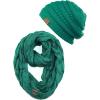imageCC Unisex Soft Stretch Chunky Cable Knit Beanie and Infinity Loop Scarf SetSea Green
