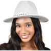 imageCC Wide Brim Wool Fabric Panama Fedora Hat with Chain AccentHeather Dove