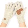 imageCC Women Solid Ribbed Glove with Smart Tips G20G33G80Beige