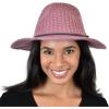 imageCC Womens Fall Winter Knit Slim Leather Band Wide Brim Panama Fedora HatDark Rose
