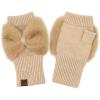 imageCC Womens Warm Knit Fingerless Half Finger Fleece Lined Winter GlovesBow  Camel