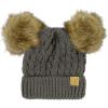 imageKids Ages 25 Pompom Chunky Thick Stretchy Knit Slouch Beanie Cap Hat Double Pom Natural Fur Solid Dk Melange Gray