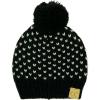 imageKids Ages 25 Pompom Chunky Thick Stretchy Knit Slouch Beanie Cap HatHearts BlackIvory