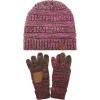 imageUnisex Soft Stretch Cable Knit Beanie and AntiSlip Touchscreen Gloves 2 Pc SetHot PinkOliveCamel