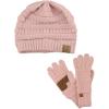 imageUnisex Soft Stretch Cable Knit Beanie and AntiSlip Touchscreen Gloves 2 Pc SetIndi Pink