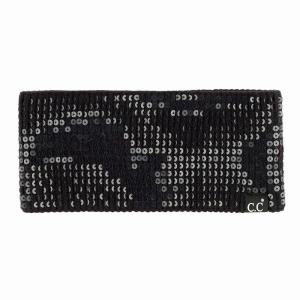 imageCC All Over Clear Sequin Headwrap for Women  Stretchable Soft Warm Knit Winter Headband Ear Warmer Ear Muffs LilacClear Sequinblack