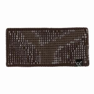 imageCC All Over Clear Sequin Headwrap for Women  Stretchable Soft Warm Knit Winter Headband Ear Warmer Ear Muffs LilacClear Sequinchocolate
