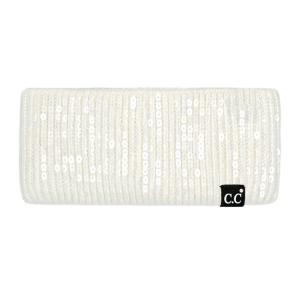 imageCC All Over Clear Sequin Headwrap for Women  Stretchable Soft Warm Knit Winter Headband Ear Warmer Ear Muffs LilacClear Sequinivory