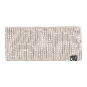 imageCC All Over Clear Sequin Headwrap for Women  Stretchable Soft Warm Knit Winter Headband Ear Warmer Ear Muffs LilacClear Sequinlt Taupe