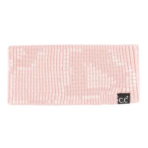 imageCC All Over Clear Sequin Headwrap for Women  Stretchable Soft Warm Knit Winter Headband Ear Warmer Ear Muffs LilacClear Sequinpink