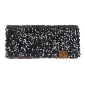 imageCC All Over Clear Sequin Headwrap for Women  Stretchable Soft Warm Knit Winter Headband Ear Warmer Ear Muffs LilacSequinblack