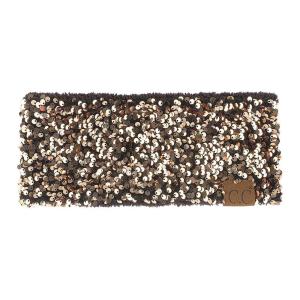 imageCC All Over Clear Sequin Headwrap for Women  Stretchable Soft Warm Knit Winter Headband Ear Warmer Ear Muffs LilacSequingold