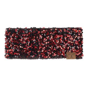 imageCC All Over Clear Sequin Headwrap for Women  Stretchable Soft Warm Knit Winter Headband Ear Warmer Ear Muffs LilacSequinred  Black