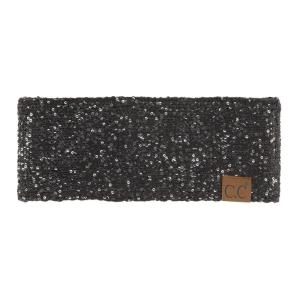 imageCC All Over Clear Sequin Headwrap for Women  Stretchable Soft Warm Knit Winter Headband Ear Warmer Ear Muffs LilacSpanglesBlack  Silver