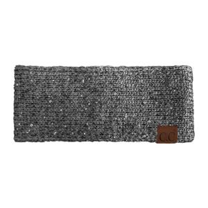 imageCC All Over Clear Sequin Headwrap for Women  Stretchable Soft Warm Knit Winter Headband Ear Warmer Ear Muffs LilacSpanglesDk Mel Grey