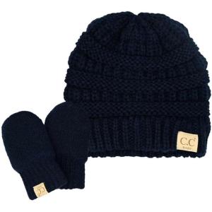 imageCC Babies Winter Cable Knit Beanie and Fuzzy Lined Mitten SetRed