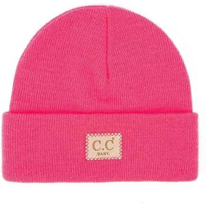 imageCC Babies Winter Knit Plain Cuff Skull Cap Beanie HatCandy Pink