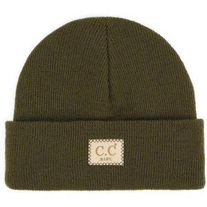 imageCC Babies Winter Knit Plain Cuff Skull Cap Beanie HatDark Olive