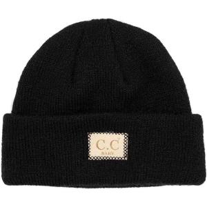 imageCC Babies Winter Knit Plain Cuff Skull Cap Beanie HatHeather Classic Black