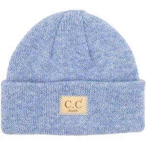 imageCC Babies Winter Knit Plain Cuff Skull Cap Beanie HatHeather Classic Blue