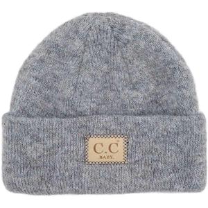 imageCC Babies Winter Knit Plain Cuff Skull Cap Beanie HatHeather Classic Light Melange Gray