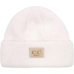 imageCC Babies Winter Knit Plain Cuff Skull Cap Beanie HatHeather Classic White