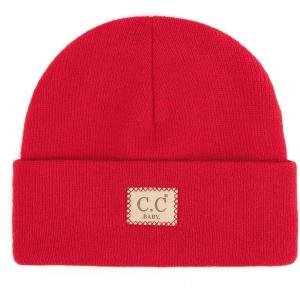 imageCC Babies Winter Knit Plain Cuff Skull Cap Beanie HatRed