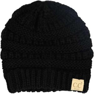 imageCC Babies Winter Knit Plain Cuff Skull Cap Beanie HatSolid Black