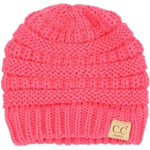 imageCC Babies Winter Knit Plain Cuff Skull Cap Beanie HatSolid Candy Pink