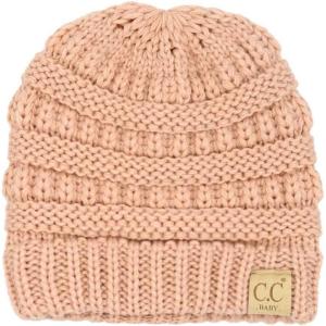 imageCC Babies Winter Knit Plain Cuff Skull Cap Beanie HatSolid Indi Pink