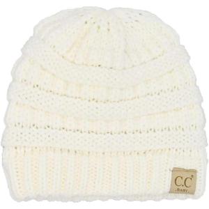 imageCC Babies Winter Knit Plain Cuff Skull Cap Beanie HatSolid Ivory