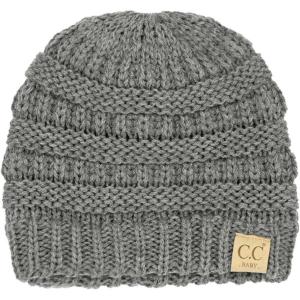 imageCC Babies Winter Knit Plain Cuff Skull Cap Beanie HatSolid Light Melange Gray