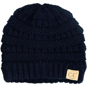 imageCC Babies Winter Knit Plain Cuff Skull Cap Beanie HatSolid Navy