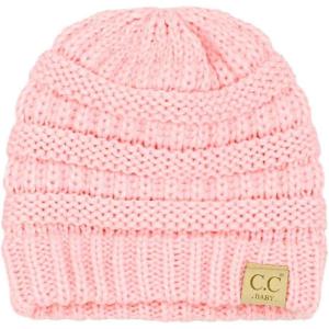 imageCC Babies Winter Knit Plain Cuff Skull Cap Beanie HatSolid Pale Pink