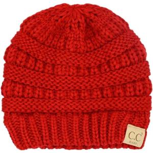 imageCC Babies Winter Knit Plain Cuff Skull Cap Beanie HatSolid Red