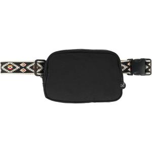 imageCC Belt Bag for Women Crossbody Fanny Pack with Adjustable Strap  Fashion Waist Pack Gifts BG4253 WhiteAztec StrapBlack