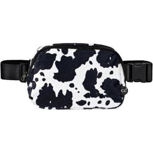 imageCC Belt Bag for Women Crossbody Fanny Pack with Adjustable Strap  Fashion Waist Pack Gifts BG4253 WhiteCow PatternBlack
