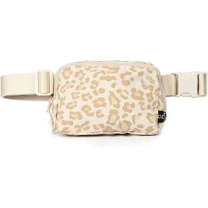 imageCC Belt Bag for Women Crossbody Fanny Pack with Adjustable Strap  Fashion Waist Pack Gifts BG4253 WhiteLeopard Pattern  beige