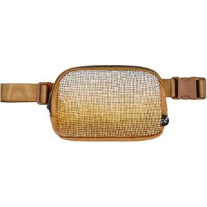 imageCC Belt Bag for Women Crossbody Fanny Pack with Adjustable Strap  Fashion Waist Pack Gifts BG4253 WhiteOmbre Rhinestone  Gold