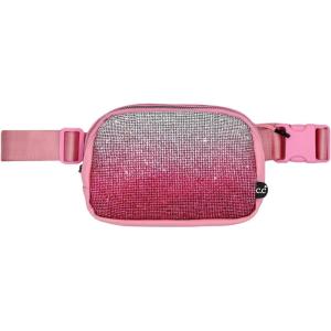 imageCC Belt Bag for Women Crossbody Fanny Pack with Adjustable Strap  Fashion Waist Pack Gifts BG4253 WhiteOmbre Rhinestone  Hot Pink