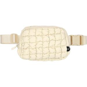 imageCC Belt Bag for Women Crossbody Fanny Pack with Adjustable Strap  Fashion Waist Pack Gifts BG4253 WhitePaddedBeige