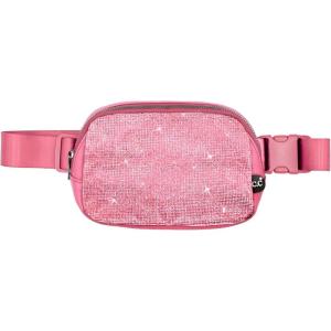 imageCC Belt Bag for Women Crossbody Fanny Pack with Adjustable Strap  Fashion Waist Pack Gifts BG4253 WhiteRhinestone  Pink