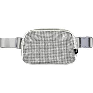 imageCC Belt Bag for Women Crossbody Fanny Pack with Adjustable Strap  Fashion Waist Pack Gifts BG4253 WhiteRhinestone  Silver