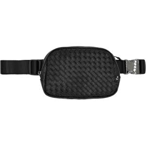 imageCC Belt Bag for Women Crossbody Fanny Pack with Adjustable Strap  Fashion Waist Pack Gifts BG4253 WhiteVegan Leather Woven  Black