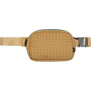 imageCC Belt Bag for Women Crossbody Fanny Pack with Adjustable Strap  Fashion Waist Pack Gifts BG4253 WhiteVegan Leather Woven  Camel
