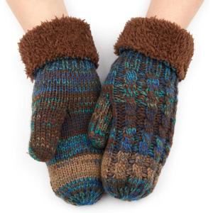 imageCC CC Super Thick Fuzzy Fleeced Lined Warm Winter Knitted Mittens GlovesMix Teal